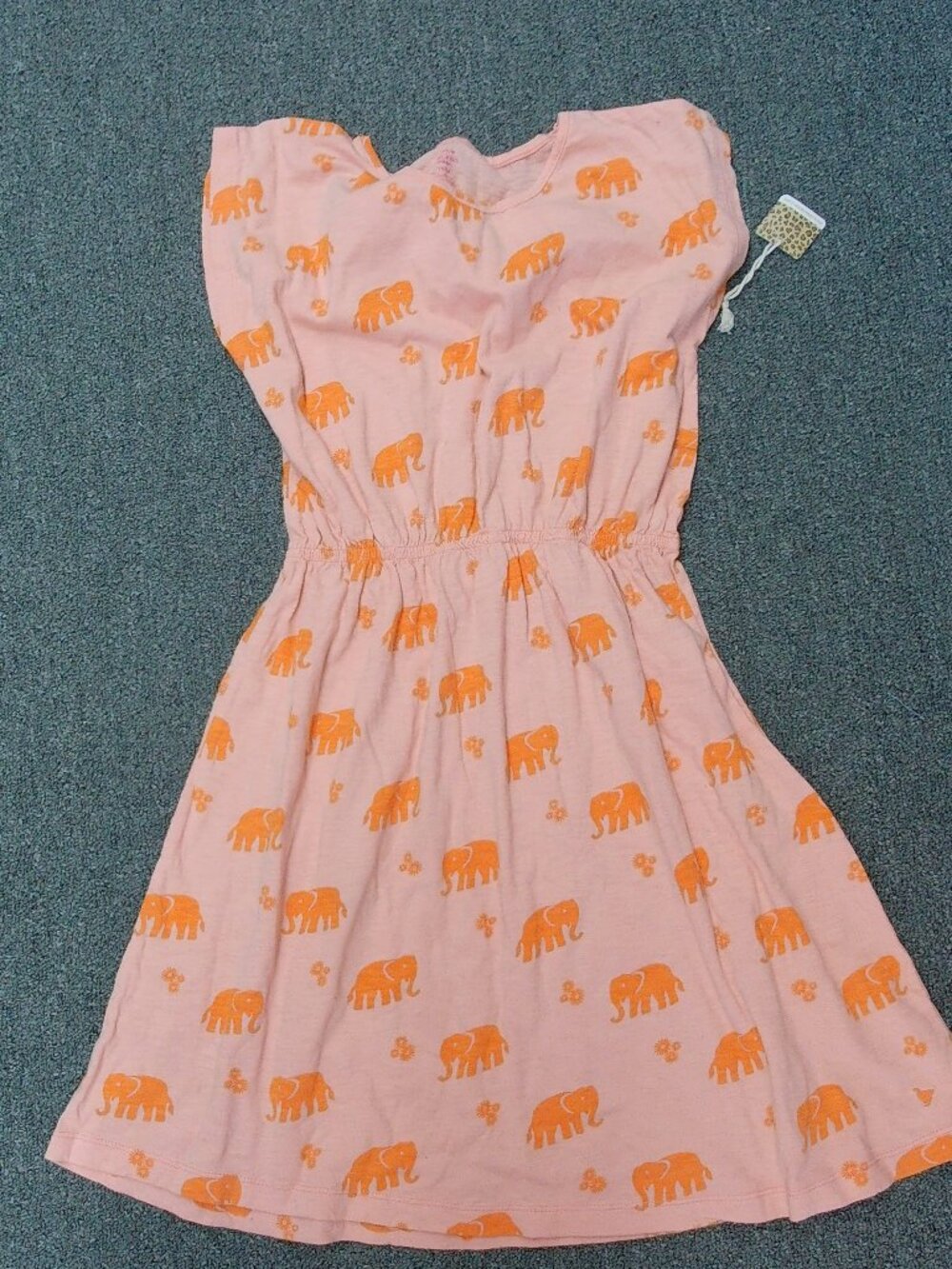 Pink Chicken, Orange Elephant Print Dress